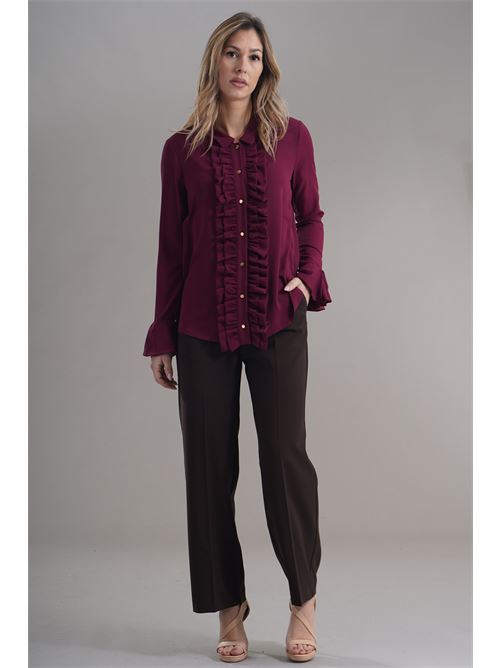 Camicia con rouches LANACAPRINA | LC4220BORDO