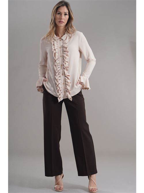 Camicia con rouches LANACAPRINA | LC4220CREMA