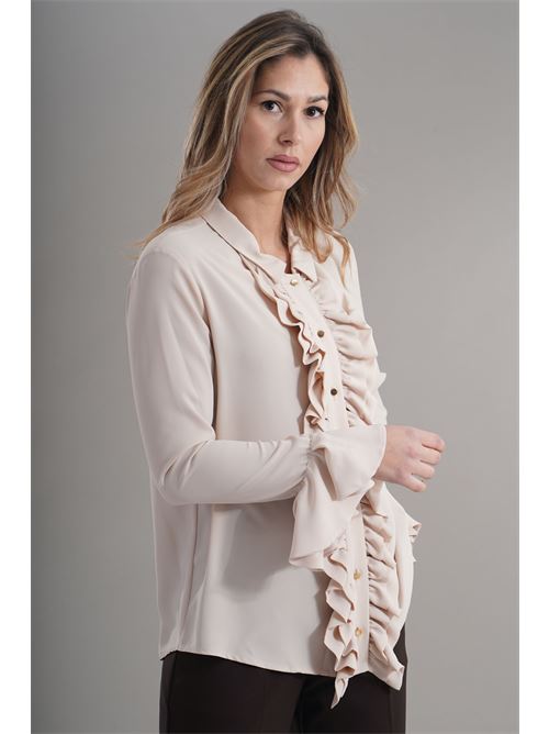 Camicia con rouches LANACAPRINA | LC4220CREMA