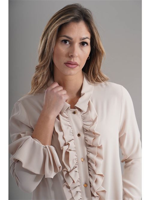 Camicia con rouches LANACAPRINA | LC4220CREMA