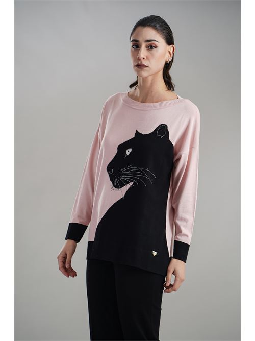 Maglia in misto lana Love To Love by Gai Mattiolo | LV2038ROSA NERO
