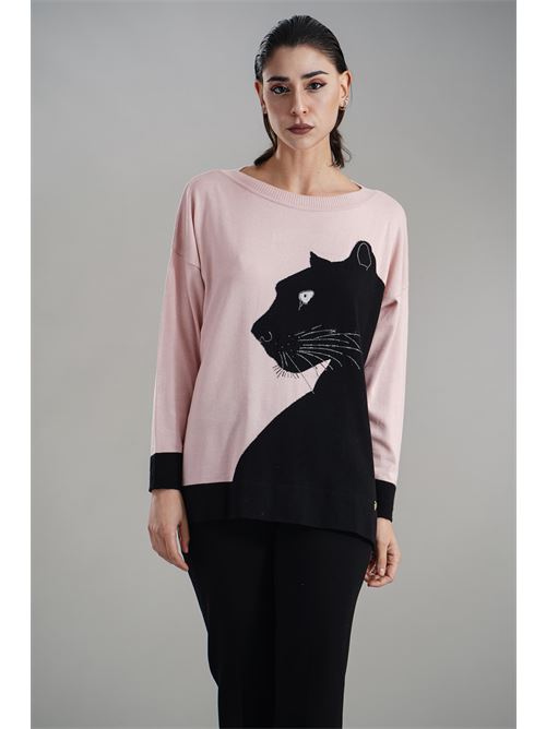 Maglia in misto lana Love To Love by Gai Mattiolo | LV2038ROSA NERO