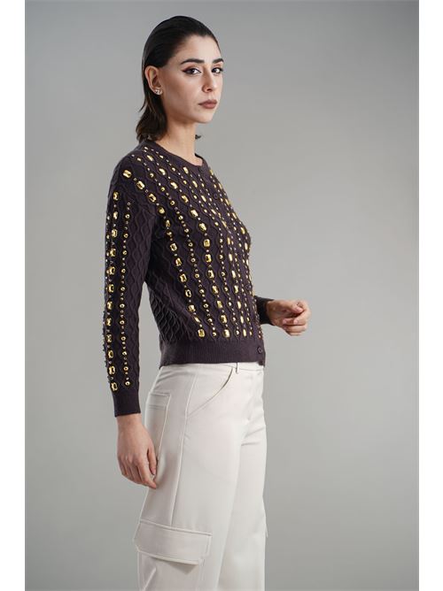 Cardigan con strass Love To Love by Gai Mattiolo | LV2044MORO
