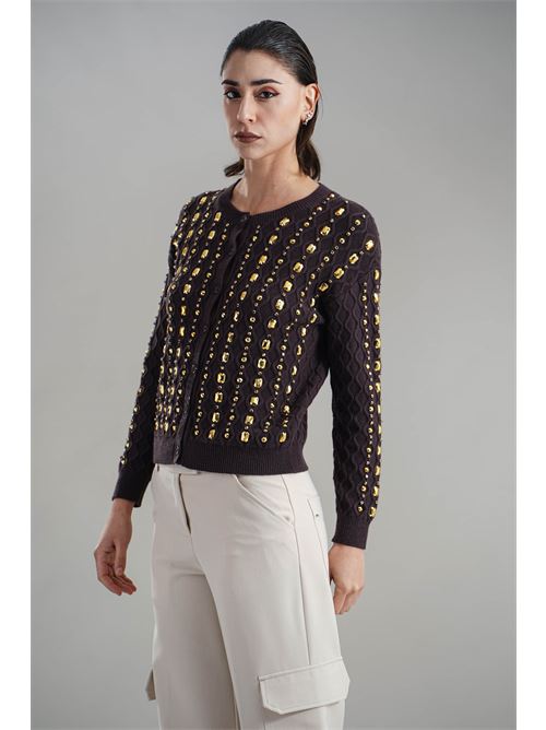 Cardigan con strass Love To Love by Gai Mattiolo | LV2044MORO