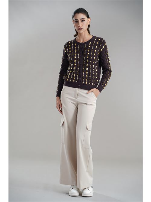 Cardigan con strass Love To Love by Gai Mattiolo | LV2044MORO