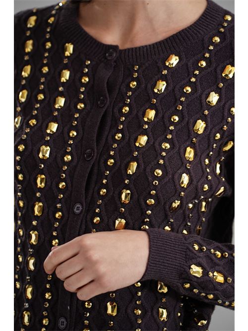 Cardigan con strass Love To Love by Gai Mattiolo | LV2044MORO
