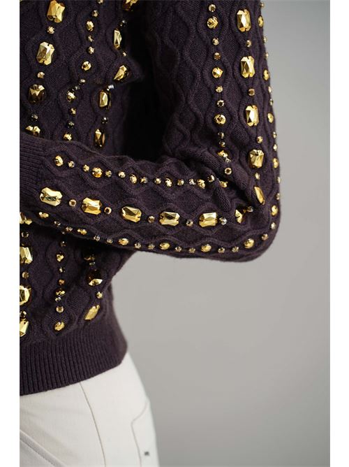 Cardigan con strass Love To Love by Gai Mattiolo | LV2044MORO