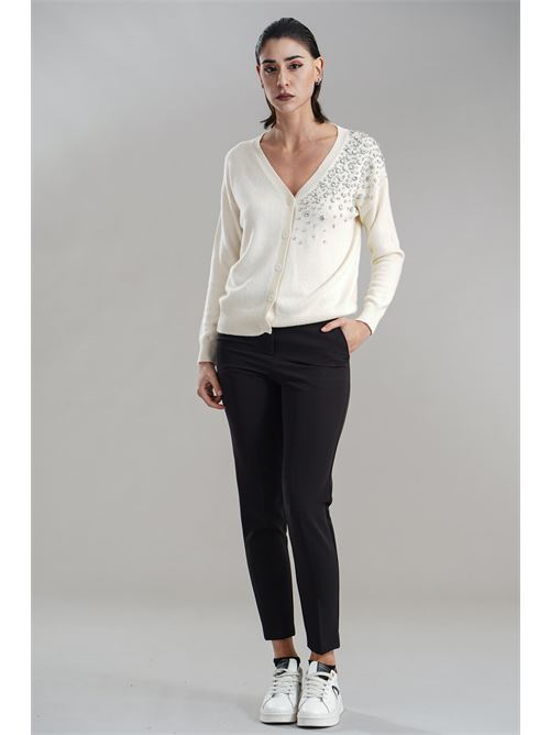 Cardigan con strass Love To Love by Gai Mattiolo | LV2060PANNA