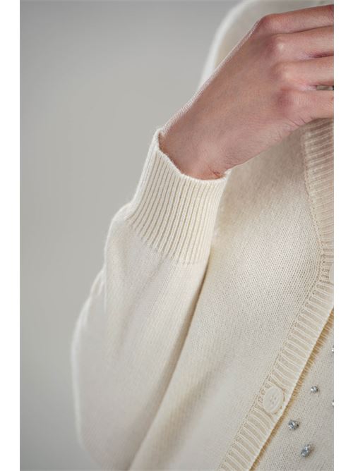 Cardigan con strass Love To Love by Gai Mattiolo | LV2060PANNA