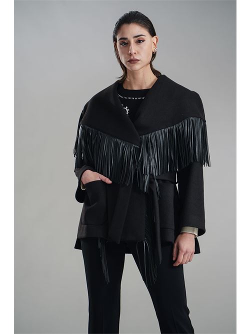 Cappotto con frange Love To Love by Gai Mattiolo | LV2152NERO