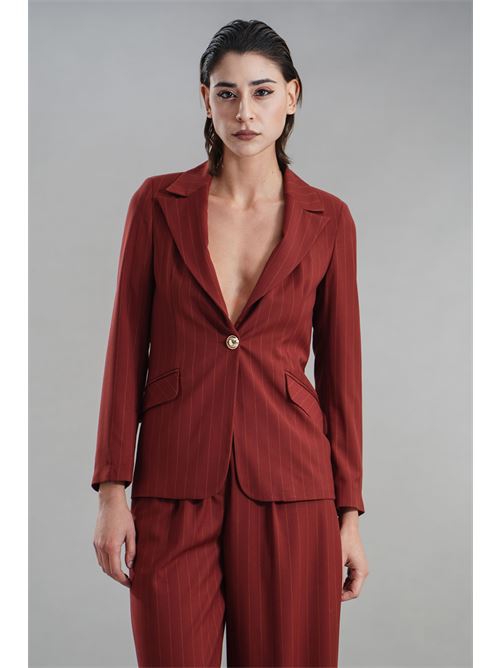 Giacca gessata Manuela Riva | GC08/904COGNAC