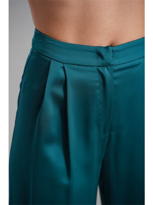 Pantalone palazzo in raso Nualy | I25N5411VERDE BOSCO