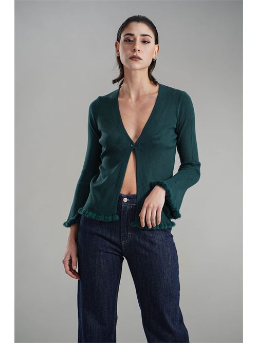 Cardigan in viscosa Nualy | I25NAH360VERDE BOSCO