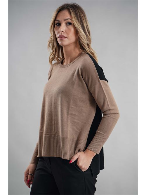 Maglia spacchi Try Me | 4095NERO/BISCOTTO