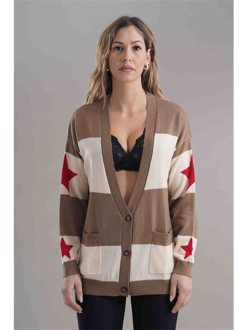 Cardigan con stampa Try Me | 5035MOU/MILK