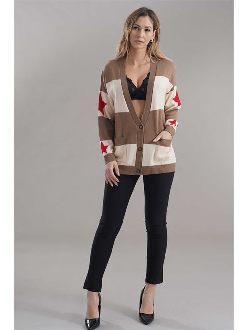 Cardigan con stampa Try Me | 5035MOU/MILK
