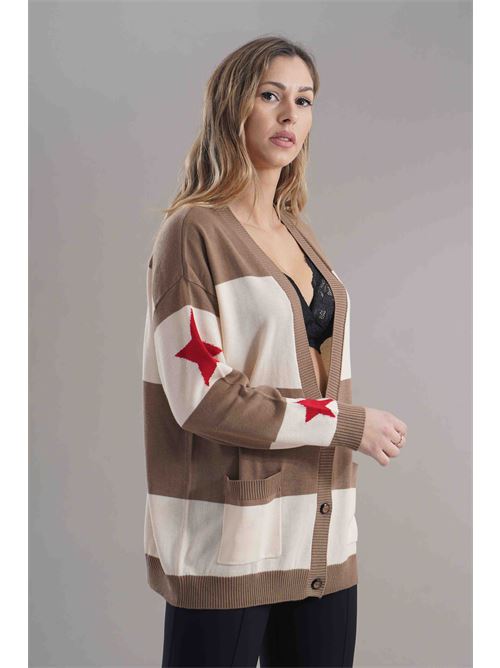 Cardigan con stampa Try Me | 5035MOU/MILK