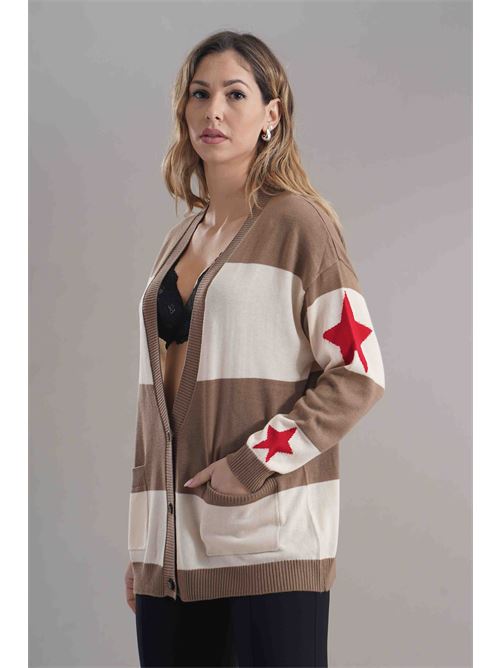 Cardigan con stampa Try Me | 5035MOU/MILK