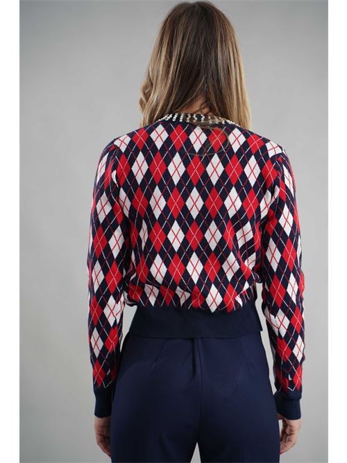 Cardigan in viscosa con strass Try Me | 5059ROSSO/BLU/PANNA
