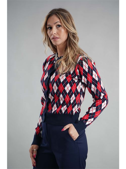 Cardigan in viscosa con strass Try Me | 5059ROSSO/BLU/PANNA
