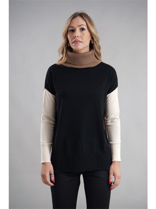 Maglia con spacchi Try Me | 5060NERO/BISCOTTO/PANNA