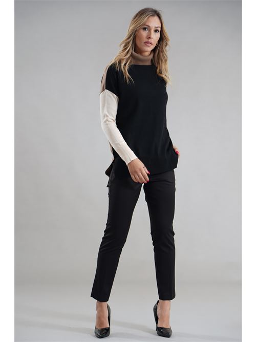 Maglia con spacchi Try Me | 5060NERO/BISCOTTO/PANNA