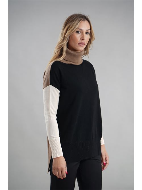 Maglia con spacchi Try Me | 5060NERO/BISCOTTO/PANNA
