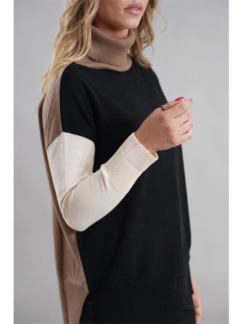 Maglia con spacchi Try Me | 5060NERO/BISCOTTO/PANNA
