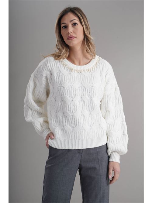 Maglia con perle Try Me | T5055MILK