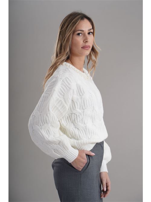 Maglia con perle Try Me | T5055MILK