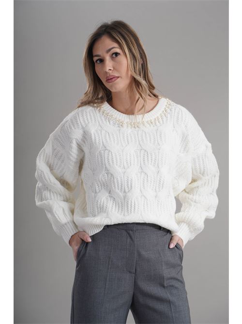 Maglia con perle Try Me | T5055MILK