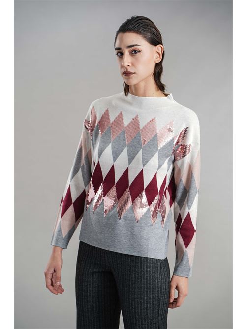 Maglia con pailettes Z.O.E. | 91W174GRIGIO/PANNA