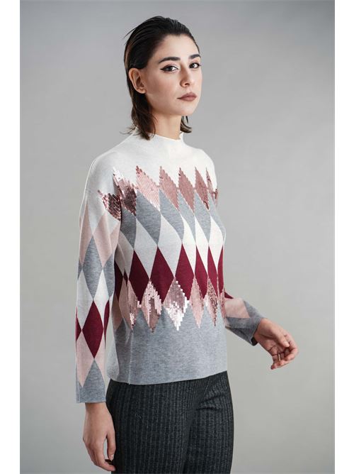 Maglia con pailettes Z.O.E. | 91W174GRIGIO/PANNA