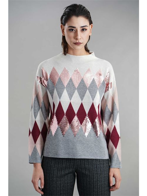 Maglia con pailettes Z.O.E. | 91W174GRIGIO/PANNA