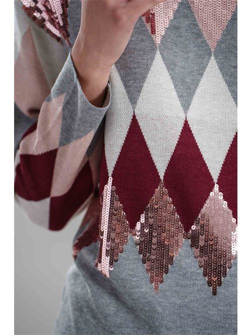 Maglia con pailettes Z.O.E. | 91W174GRIGIO/PANNA