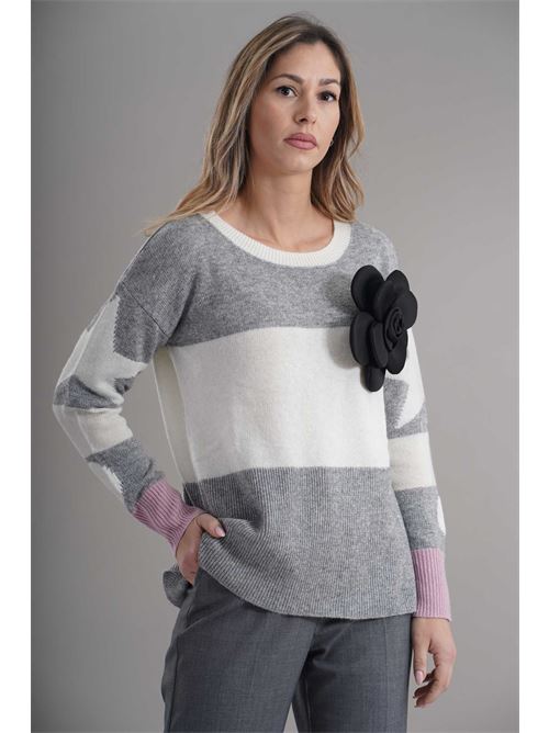 Maglia in misto lana zooe | 44V141GRIGIO/PANNA