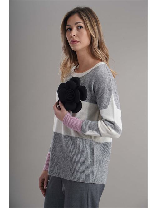 Maglia in misto lana zooe | 44V141GRIGIO/PANNA