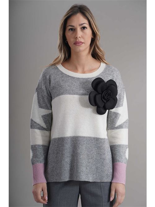Maglia in misto lana zooe | 44V141GRIGIO/PANNA