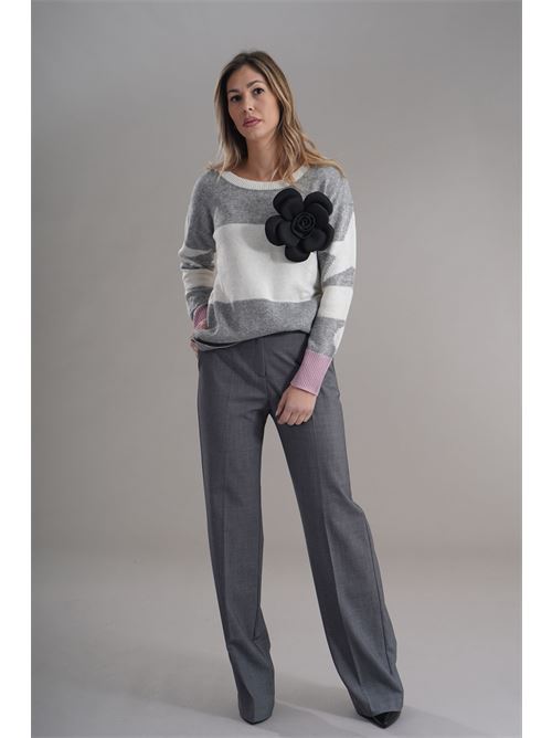 Maglia in misto lana zooe | 44V141GRIGIO/PANNA