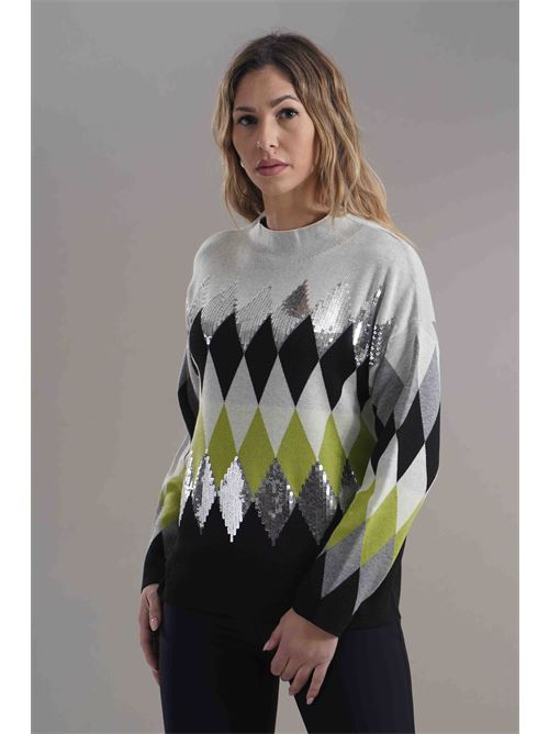 Maglia con paillettes zooe | 91W174NERO/PANNA