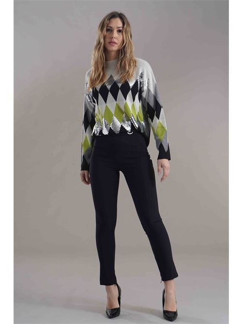 Maglia con paillettes zooe | 91W174NERO/PANNA