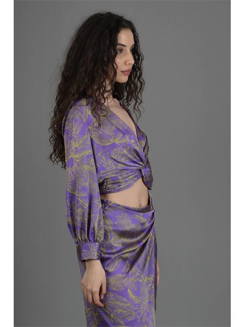 Cropped in raso fantasia Simona Corsellini | P24CPBL003VIVID VIOLET