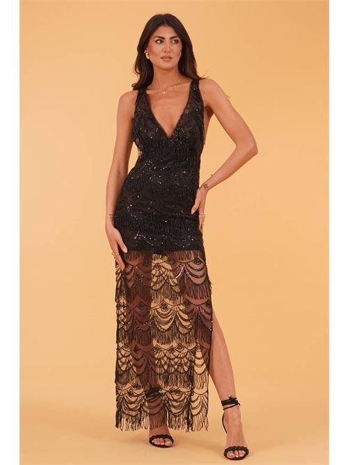 Abito lungo con paillettes Allure Evening | A4727BLACK