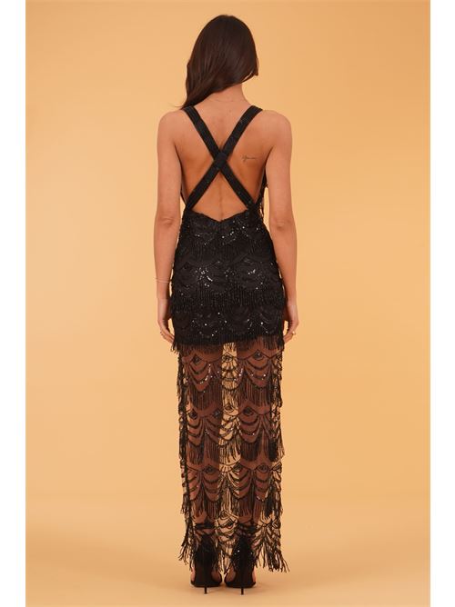 Abito lungo con paillettes Allure Evening | A4727BLACK