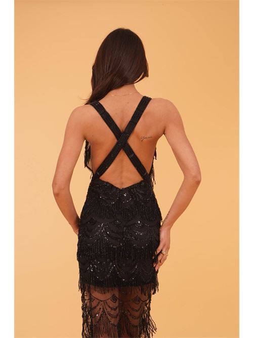 Abito lungo con paillettes Allure Evening | A4727BLACK