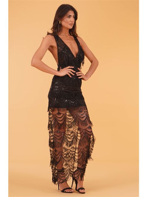Abito lungo con paillettes Allure Evening | A4727BLACK