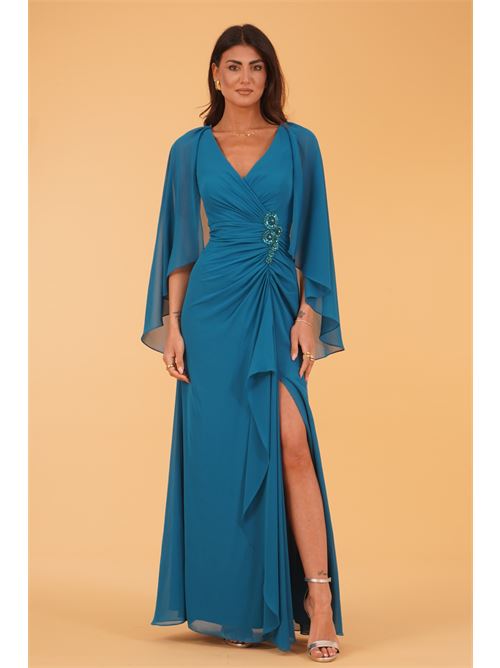 Abito lungo con spacco Allure Evening | A4789OCEAN BLUE