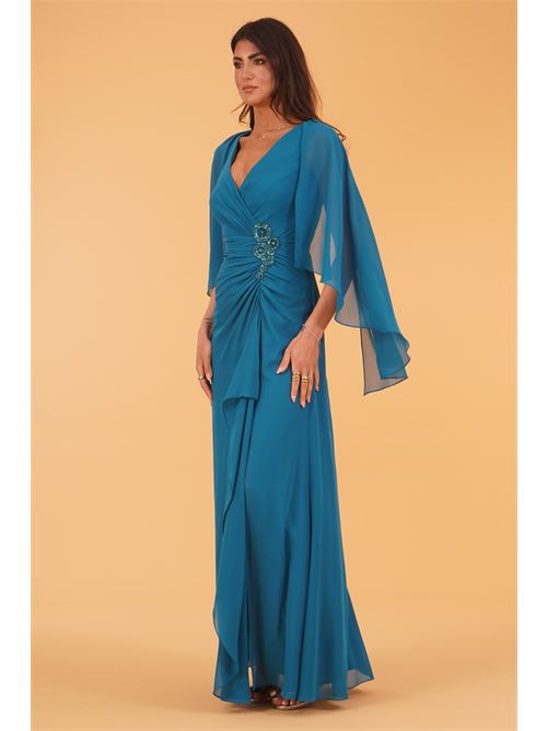 Abito lungo con spacco Allure Evening | A4789OCEAN BLUE