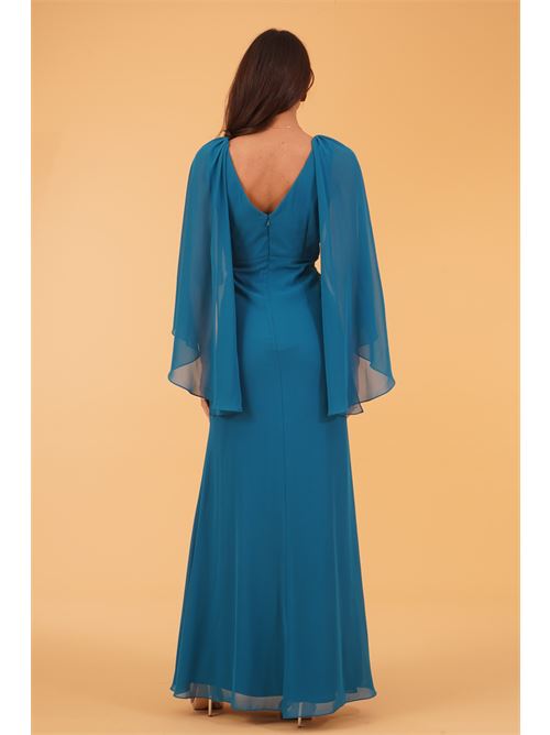 Abito lungo con spacco Allure Evening | A4789OCEAN BLUE