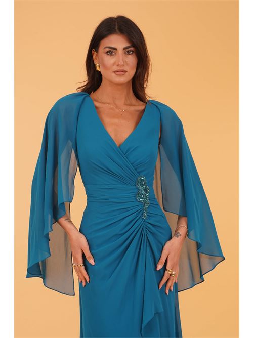 Abito lungo con spacco Allure Evening | A4789OCEAN BLUE